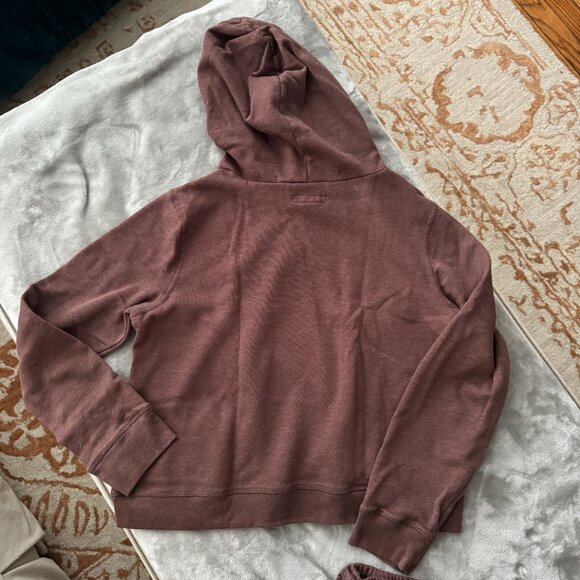 EUC Aeropostale Two Piece Brown Sweatsuit Rose Gold Logos Sz M - Picture 6 of 11